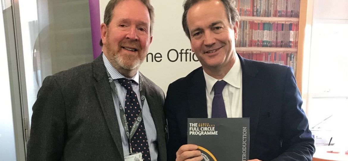 Mark Brindley with Rt. Hon Nick Hurd MP for policing and fire services, after a private meeting about the Full Circle Programme